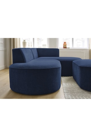 Canapé d'angle droit et pouf Rousseau - Bleu foncé