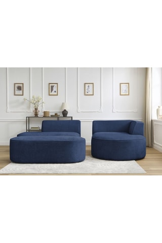 Canapé d'angle droit et pouf Rousseau - Bleu foncé