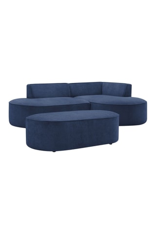 Canapé d'angle droit et pouf Rousseau - Bleu foncé