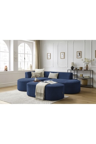 Canapé d'angle gauche et pouf Rousseau - Bleu foncé