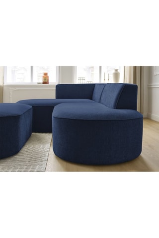 Canapé d'angle gauche et pouf Rousseau - Bleu foncé