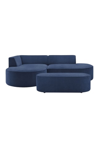 Canapé d'angle gauche et pouf Rousseau - Bleu foncé