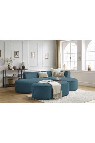 Canapé d'angle droit et pouf Rousseau - Bleu foncé