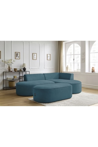 Canapé d'angle droit et pouf Rousseau - Bleu foncé