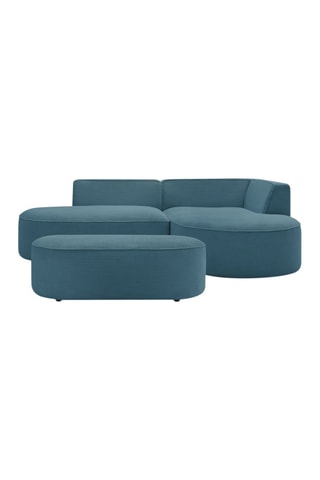 Canapé d'angle droit et pouf Rousseau - Bleu foncé