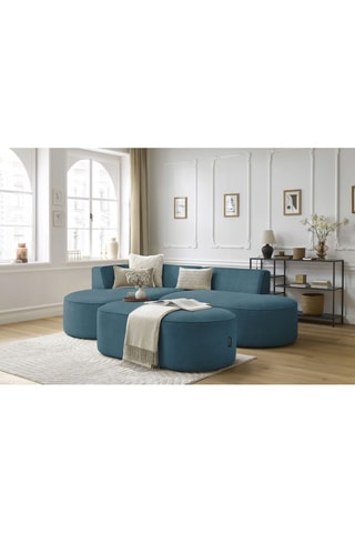 Canapé d'angle gauche et pouf Rousseau - Bleu foncé