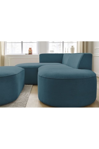 Canapé d'angle gauche et pouf Rousseau - Bleu foncé