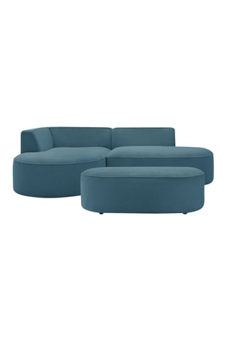 Canapé d'angle gauche et pouf Rousseau - Bleu foncé
