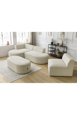 Canapé d'angle gauche modulable, chauffeuse et pouf  Rousseau - Beige