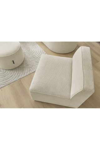 Canapé d'angle gauche modulable, chauffeuse et pouf  Rousseau - Beige
