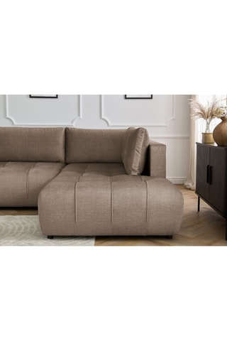 Canapé d'angle gauche panoramique convertible Arsene - Taupe - Couchage 135 x 325 cm