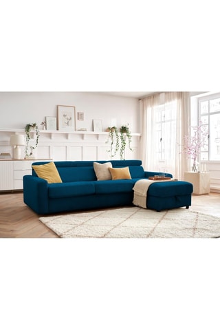 Canapé d'angle réversible convertible Monaco - Bleu - Couchage 190 x 140 cm