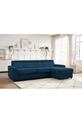 Canapé d'angle réversible convertible Monaco - Bleu - Couchage 190 x 140 cm