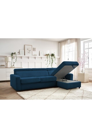 Canapé d'angle réversible convertible Monaco - Bleu - Couchage 190 x 140 cm