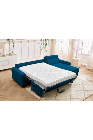 Canapé d'angle réversible convertible Monaco - Bleu - Couchage 190 x 140 cm