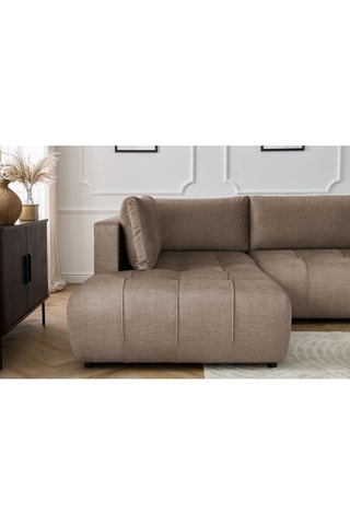 Canapé d'angle droit panoramique convertible Arsene - Taupe - Couchage 135 x 325 cm