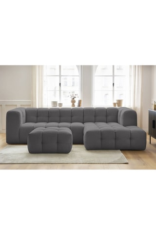 Canapé d'angle droit avec pouf Cloud - Gris foncé