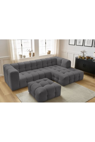 Canapé d'angle droit avec pouf Cloud - Gris foncé
