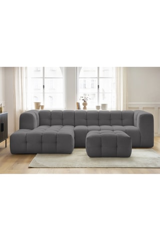 Canapé d'angle gauche avec pouf Cloud - Gris foncé
