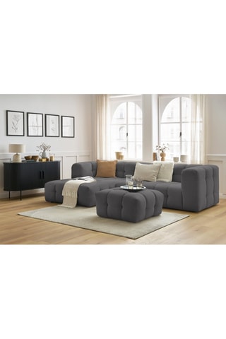 Canapé d'angle gauche avec pouf Cloud - Gris foncé