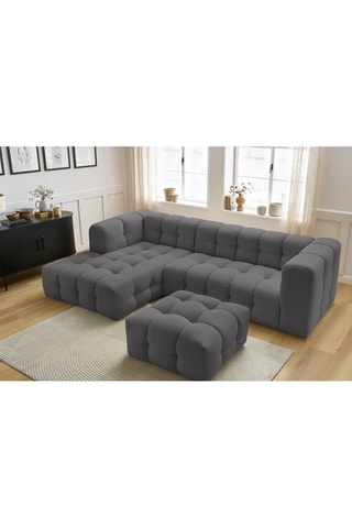 Canapé d'angle gauche avec pouf Cloud - Gris foncé