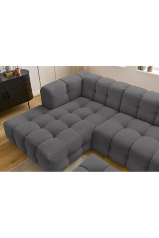 Canapé d'angle gauche avec pouf Cloud - Gris foncé