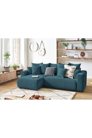 Canapé d'angle réversible convertible Envy - Bleu canard - Couchage 231 x 130 cm