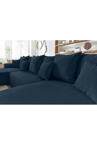 Canapé d'angle panoramique convertible Envy - Bleu canard - Couchage 330 x 139 cm
