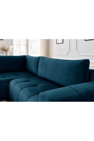 Canapé d'angle gauche convertible Arsene - Bleu foncé - Couchage 135 x 204 cm