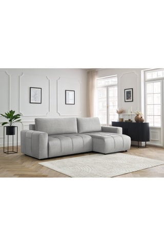 Canapé d'angle droit réversible convertible Arsène - Gris clair - Couchage 232 x 135 cm