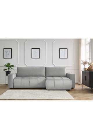 Canapé d'angle droit réversible convertible Arsène - Gris clair - Couchage 232 x 135 cm