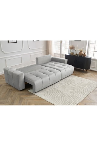 Canapé d'angle droit réversible convertible Arsène - Gris clair - Couchage 232 x 135 cm