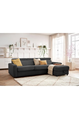 Canapé d'angle réversible convertible Monaco - Anthracite - Couchage 190 x 140 cm