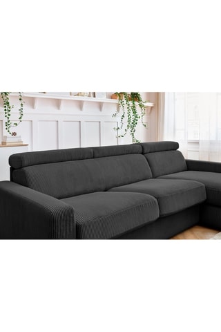 Canapé d'angle réversible convertible Monaco - Anthracite - Couchage 190 x 140 cm