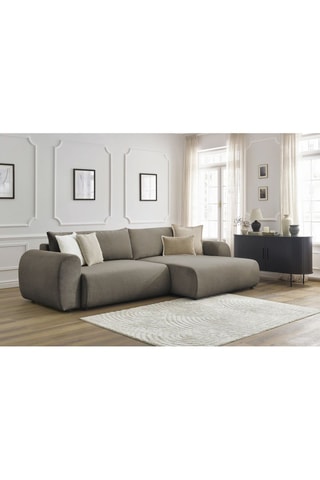 Canapé d'angle droit convertible Lucien - Taupe - Couchage 250 x 150 cm