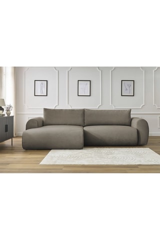 Canapé d'angle gauche convertible Lucien - Taupe - Couchage 250 x 150 cm