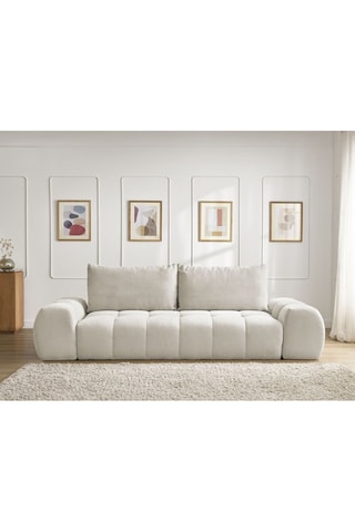 Canapé droit convertible Everest - Beige - 3 places - En polyester - Couchage 197 x 153 cm