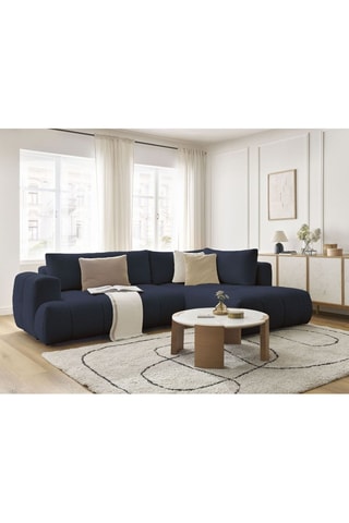 Canapé d'angle droit convertible Fuji - Bleu foncé - 4 places - En polyester - Couchage 228 x 154 cm