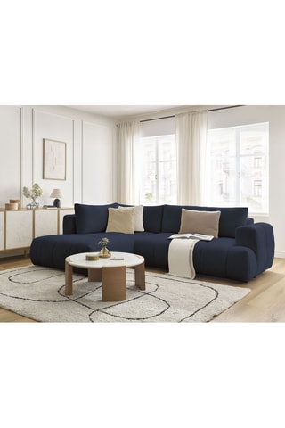 Canapé d'angle gauche convertible Fuji - Bleu foncé - 4 places - En polyester - Couchage 228 x 154 cm