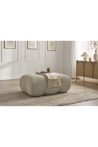 Pouf Ivane - Beige - En tissu texturé