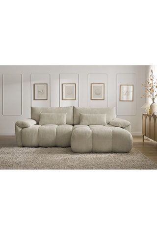 Canapé d'angle droit Ivane - Beige - 3 places - En tissu texturé