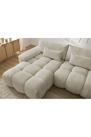 Canapé d'angle gauche Ivane - Beige - 3 places - En tissu texturé