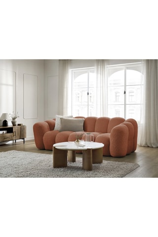 Canapé Hippolyte - Orange - 3 places - En tissu bouclette