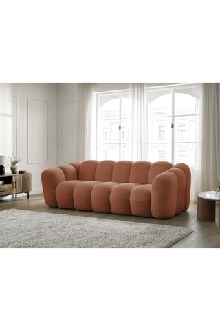 Canapé Hippolyte - Orange - 3 places - En tissu bouclette