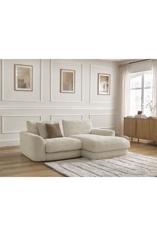 Canapé d'angle droit Leonore - Beige - 3 places - En tissu texturé