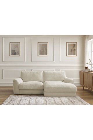 Canapé d'angle droit Leonore - Beige - 3 places - En tissu texturé