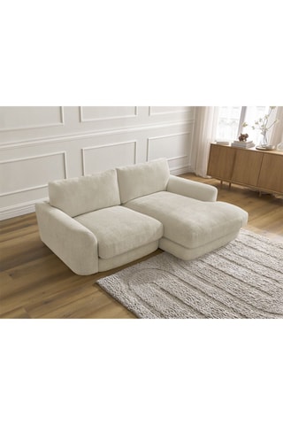 Canapé d'angle droit Leonore - Beige - 3 places - En tissu texturé