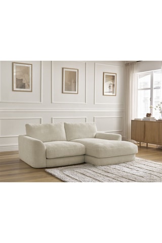 Canapé d'angle droit Leonore - Beige - 3 places - En tissu texturé