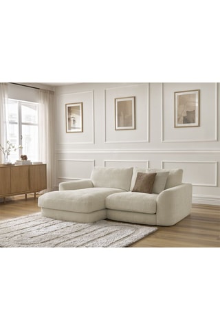 Canapé d'angle gauche Leonore - Beige - 3 places - En tissu texturé