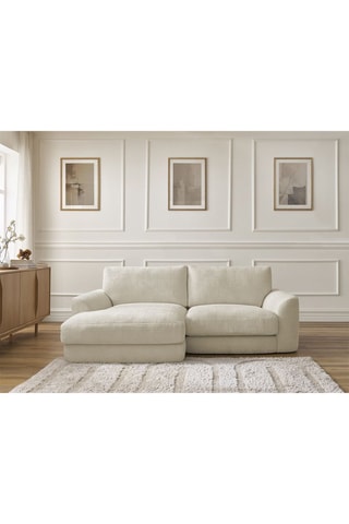 Canapé d'angle gauche Leonore - Beige - 3 places - En tissu texturé